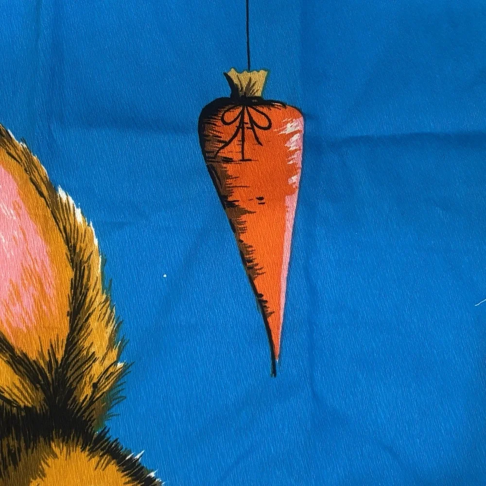 Vintage Panel Time‎ Bunny Rabbit Carrot  Fabric Panel Wesco Reltex 28